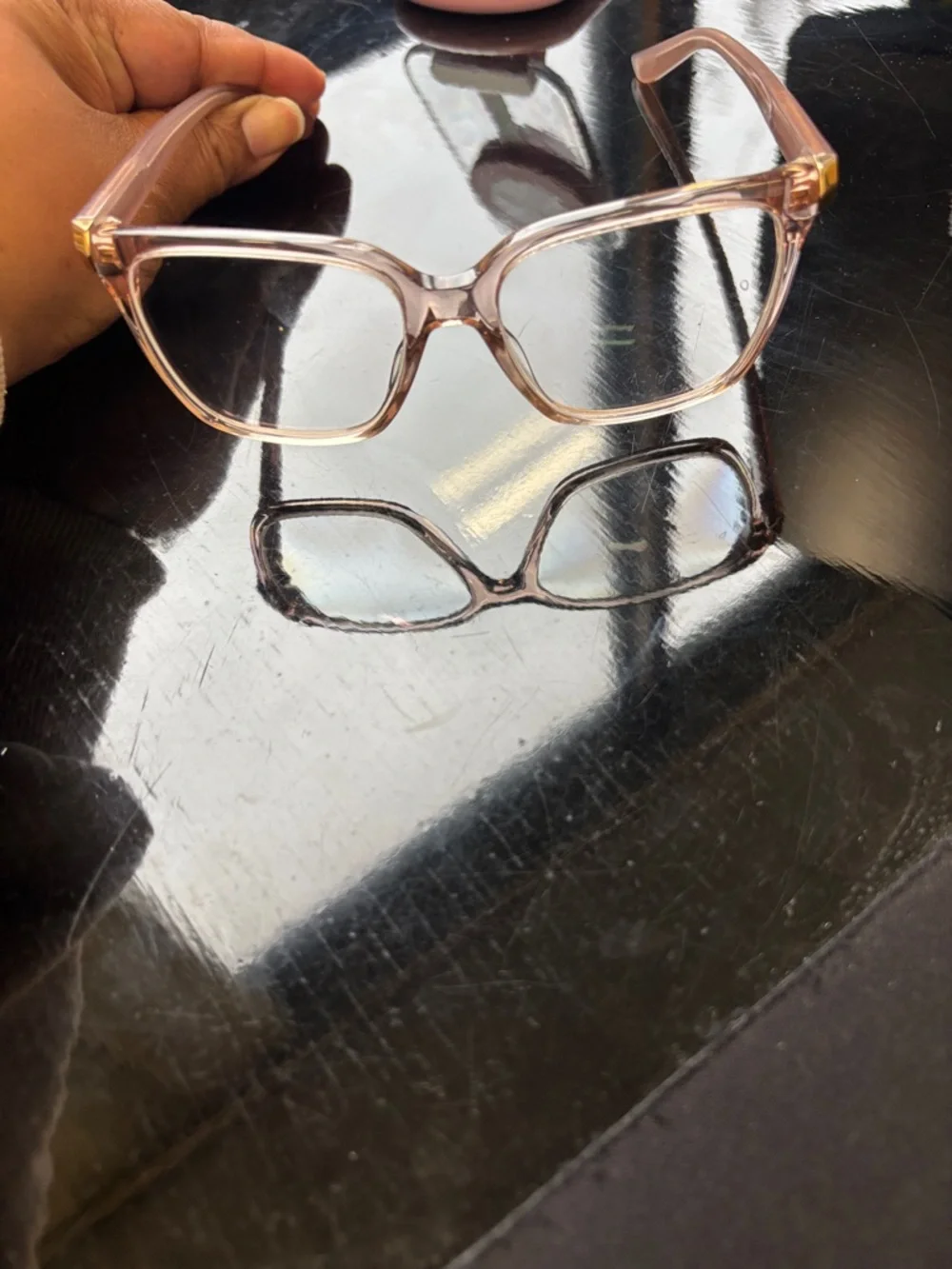 Jimmy Choo Translucent Light Pink Cat-Eye Glasses - Picture 3 of 8
